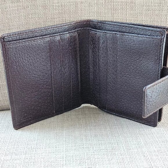Auth Gucci Card Holder Brown Leather Canvas GG Logo Bifold Wallet made in Italy - Picture 3 of 13